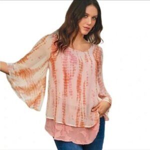 NWT Soft Surroundings Layered Tie Dye Top Runs Oversized Boho Ballerina